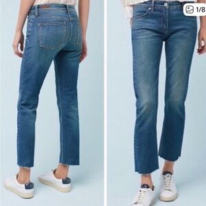 Pilcro and Letterpress Slim Straight Raw Hem Jeans